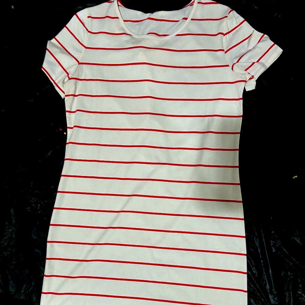 Red & White striped dress